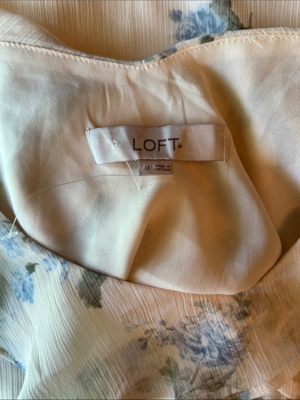 LOFT White Ruffle Floral Camisole with Blue Print - Picture 7 of 9